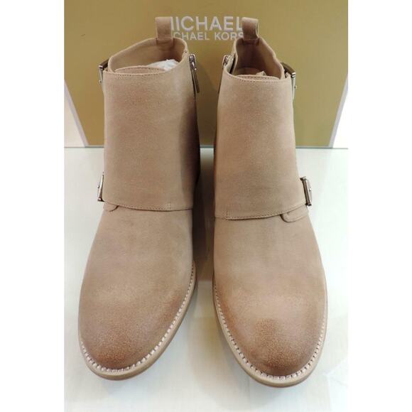 Michael Kors Adams Monk Strap Bootie Suede Beige Dark Khaki Size 10 - Picture 6 of 7